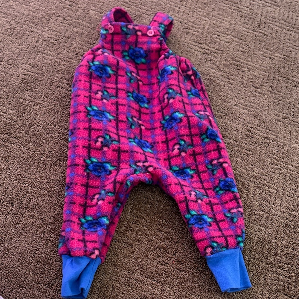 Vintage osh kosh Pink and Blue Floral Baby overalls